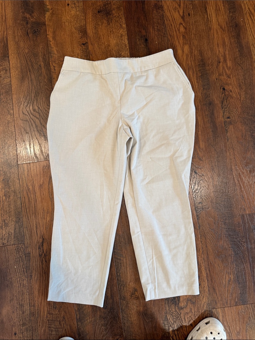 Hilary Radley Light Beige Cropped Ankle Pants
